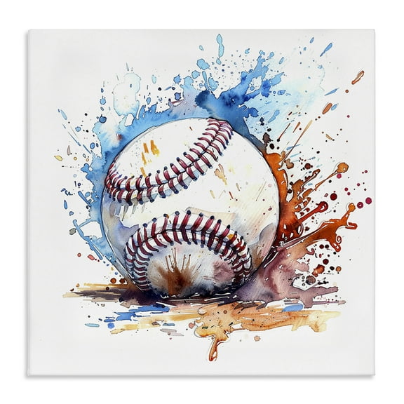 Stupell Industries Baseball Chromatic Splash Sports Painting Wrapped Canvas Art Print Wall Art, 36 x 36