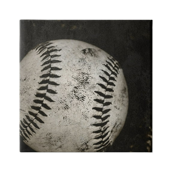 Stupell Industries Baseball Close Up Photography Sports Photography Gallery Wrapped Canvas Art Print Wall Art, 36 x 36