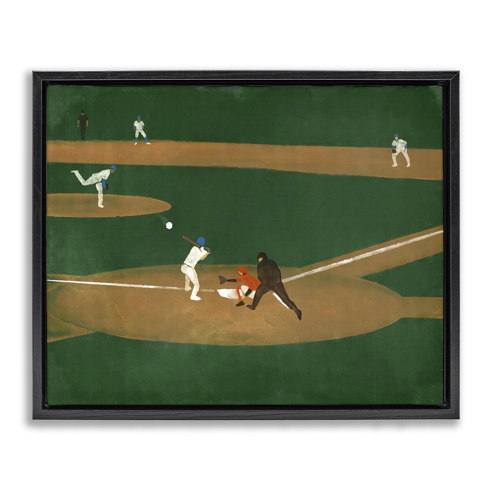 Stupell Industries Baseball Field View Sports Painting Black Floater Framed Canvas Art Print Wall Art, 31 x 25