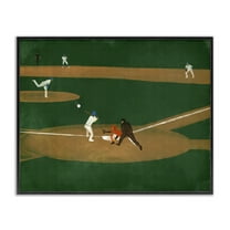Stupell Industries Baseball Field View Sports Painting Black Framed Art Print Wall Art, 14 x 11