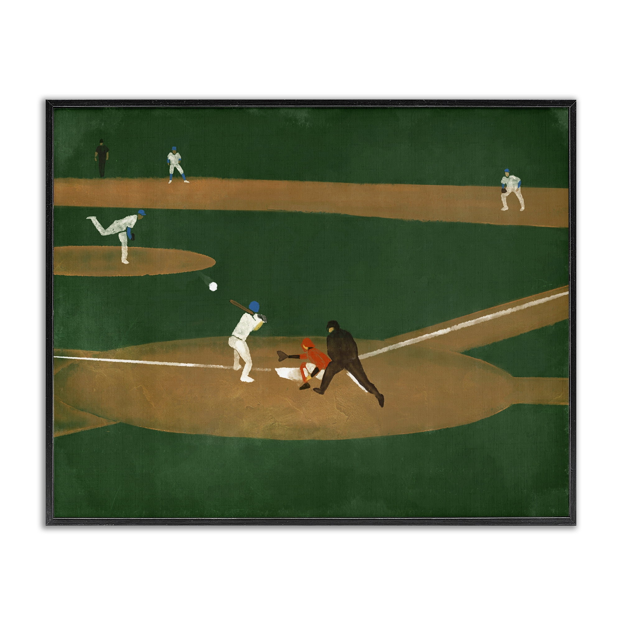 Stupell Industries Baseball Field View Sports Painting Black Framed Art Print Wall Art, 30 x 24