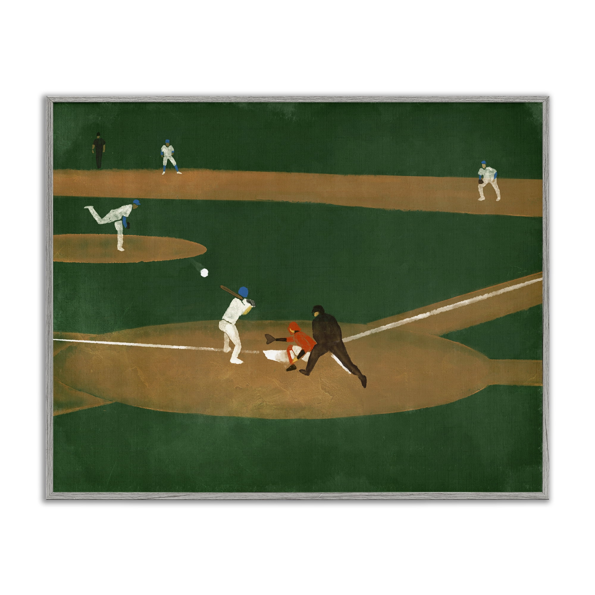 Stupell Industries Baseball Field View Sports Painting Gray Framed Art Print Wall Art, 20 x 16