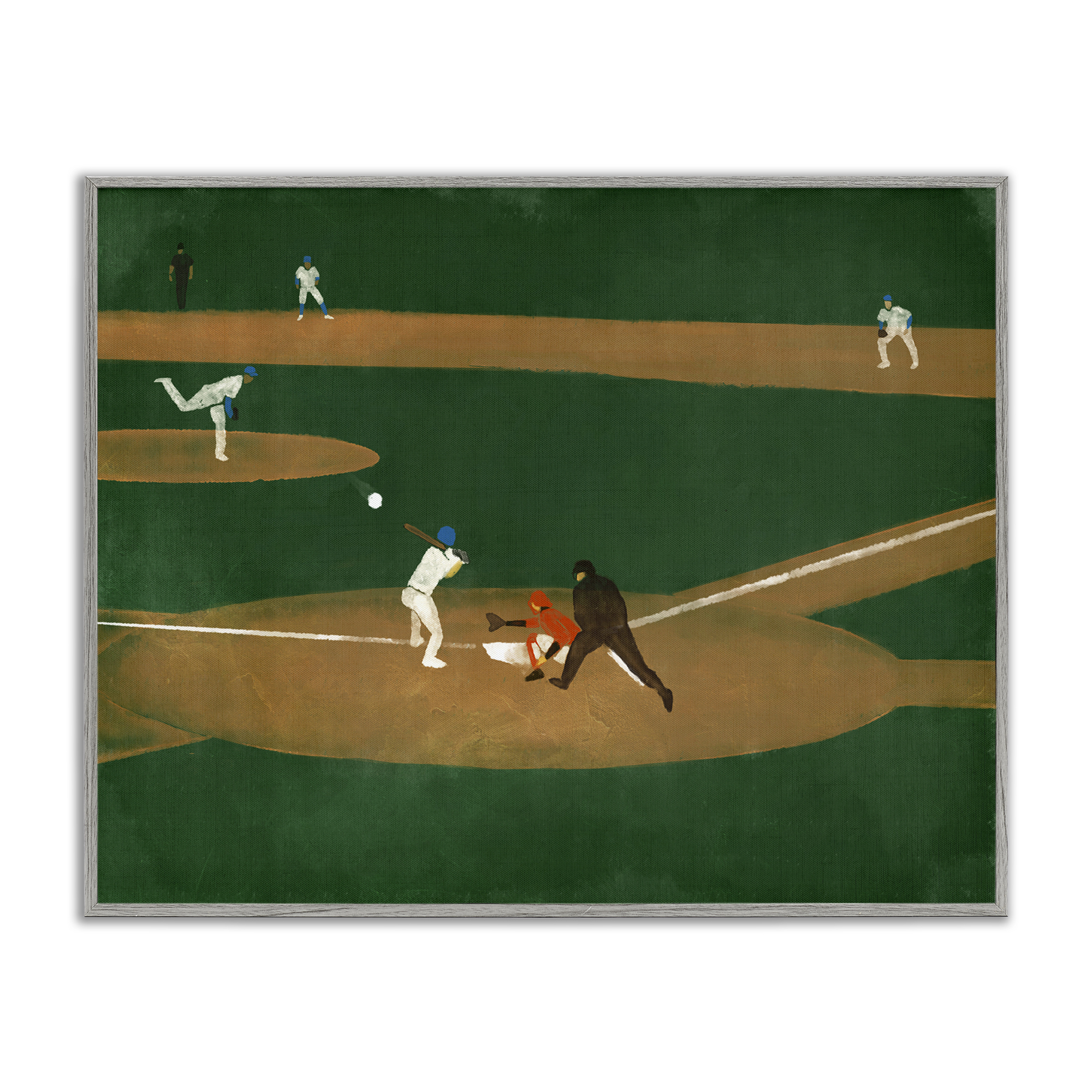 Stupell Industries Baseball Field View Sports Painting Gray Framed Art Print Wall Art, 30 x 24