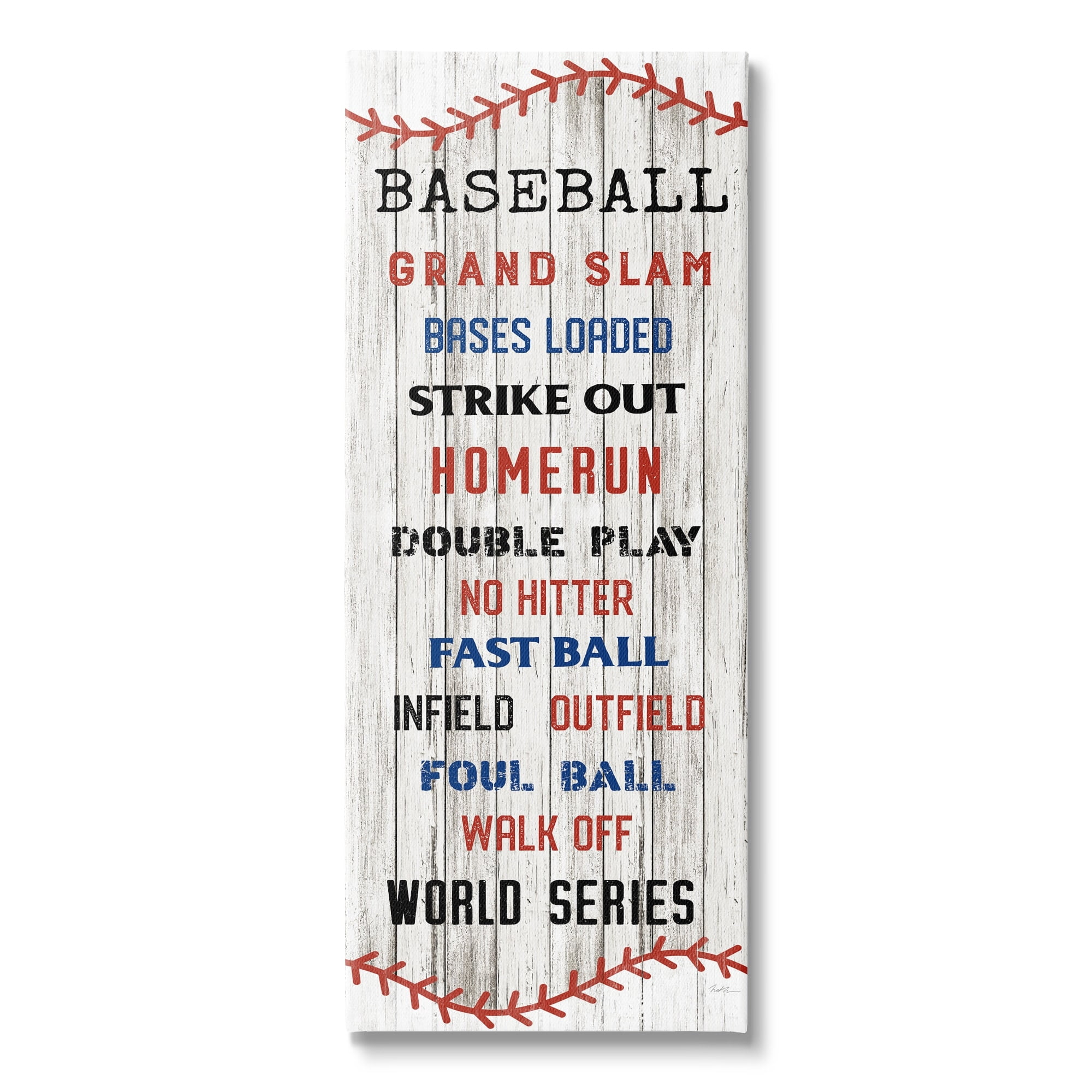 Stupell Industries Baseball Listed Phrases Sign Homerun Sports Strike Out,13 x 30, Design by Natalie Carpentieri