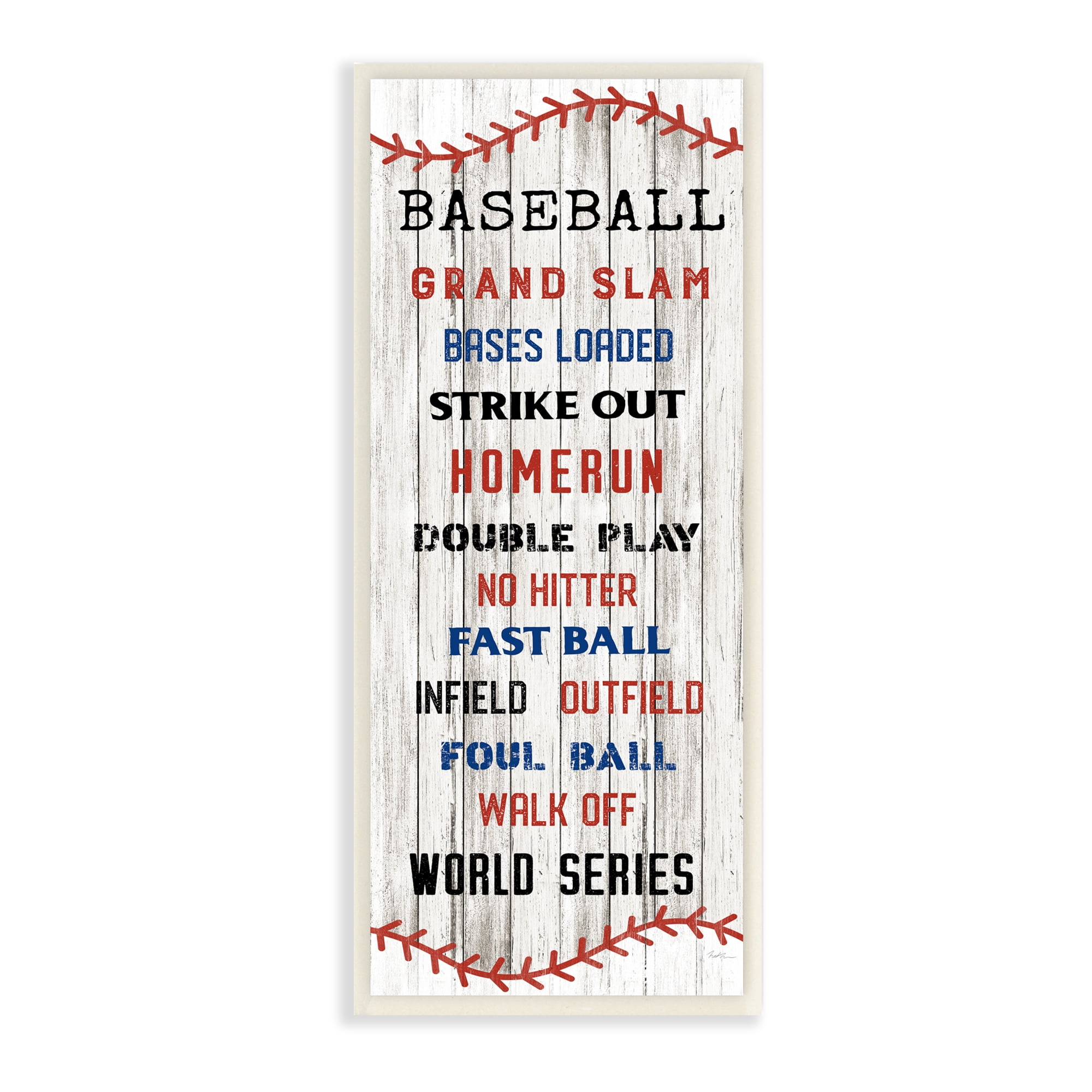 Stupell Industries Baseball Listed Phrases Sign Homerun Sports Strike Out,7 x 17, Design by Natalie Carpentieri