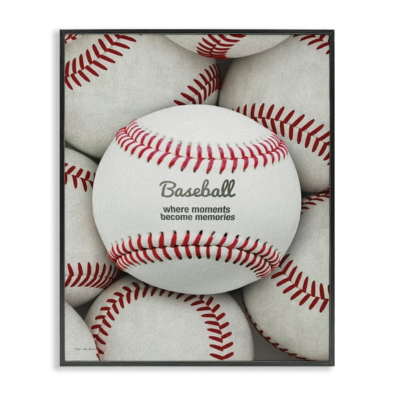 Stupell Industries Baseball Memories Phrase Sports Painting Black Framed Art Print Wall Art, 24 x 30