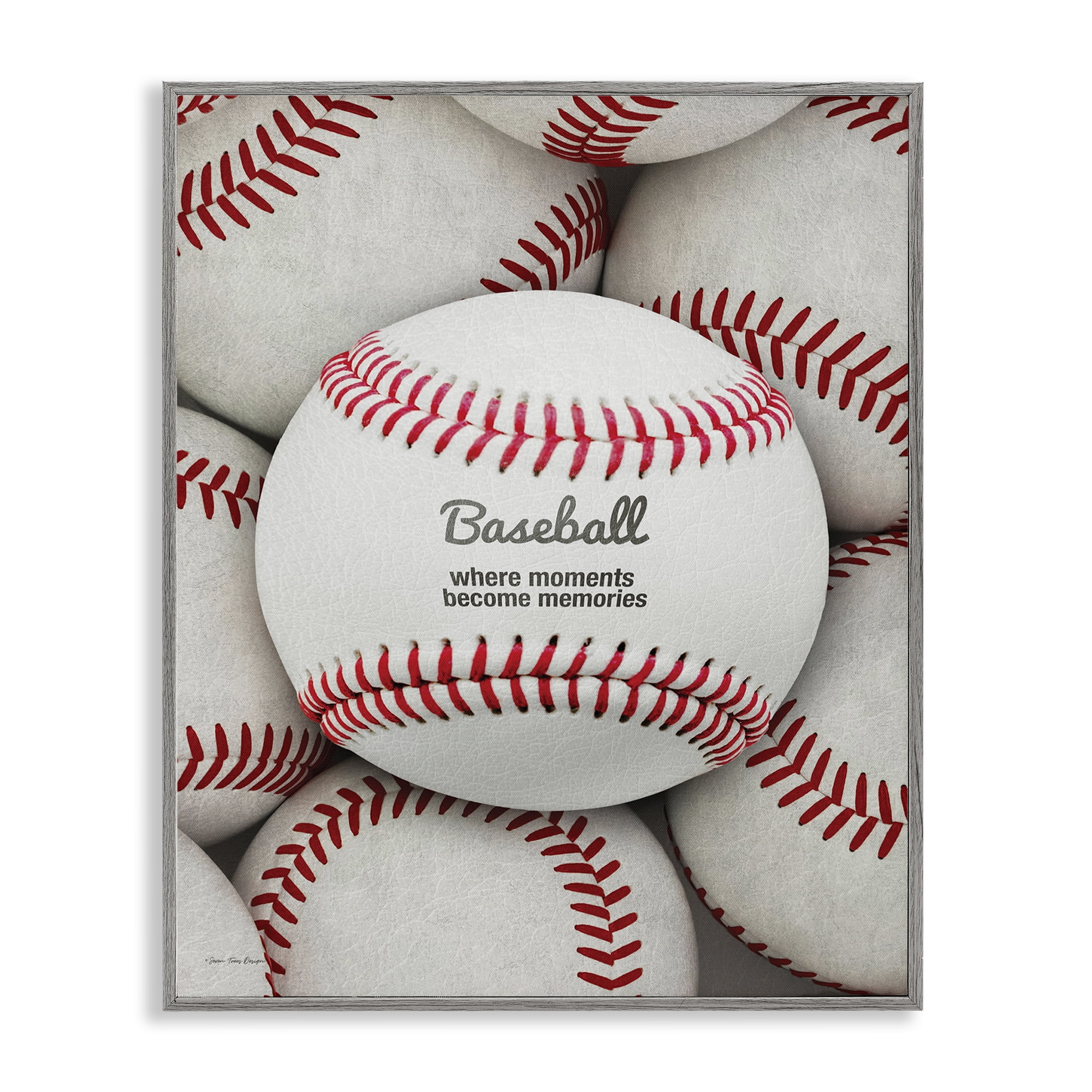 Stupell Industries Baseball Memories Phrase Sports Painting Gray Framed Art Print Wall Art, 11 x 14