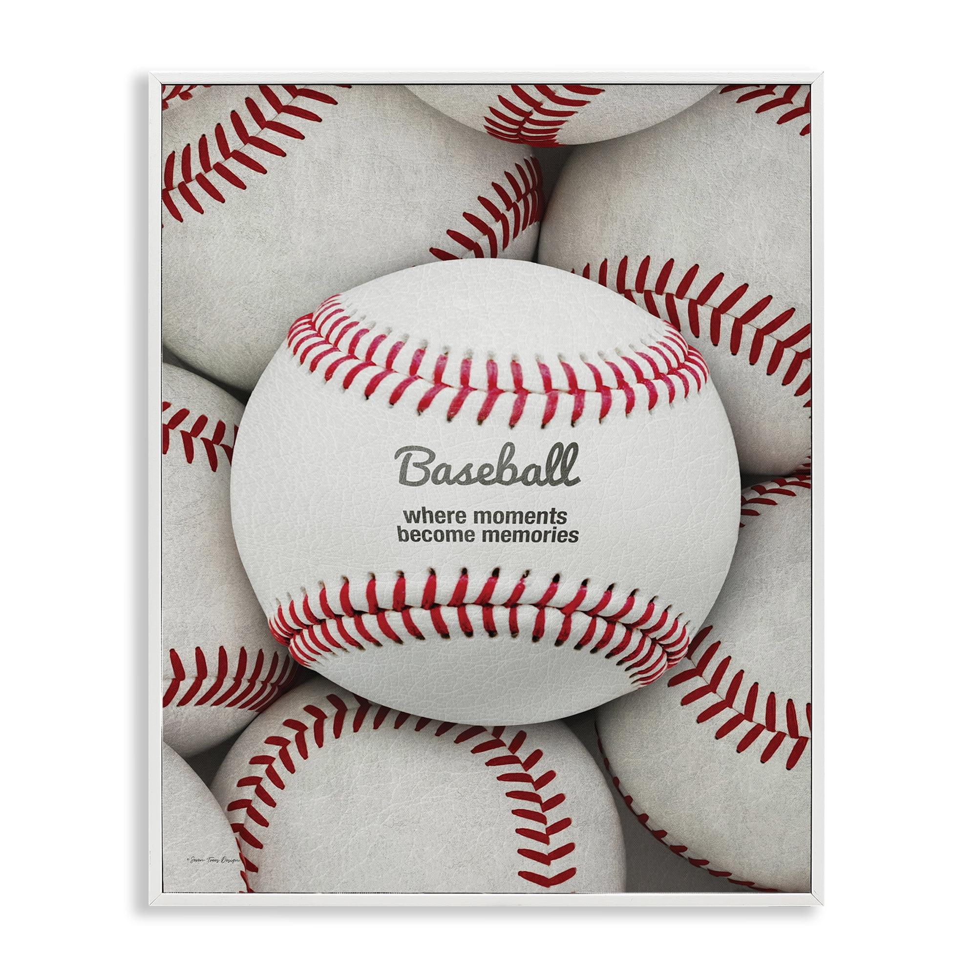 Stupell Industries Baseball Memories Phrase Sports Painting White Framed Art Print Wall Art, 16 x 20