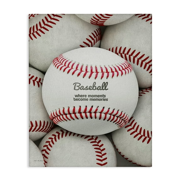 Stupell Industries Baseball Memories Phrase Sports Painting Wrapped Canvas Art Print Wall Art, 36 x 48
