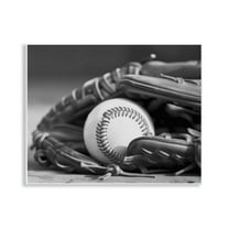 Stupell Industries Baseball Mitt & Ball Sports Photography Unframed Art Print Wall Art, 14 x 11