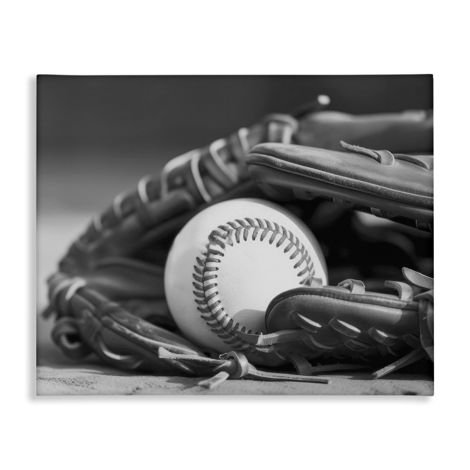Stupell Industries Baseball Mitt & Ball Sports Photography Wrapped Canvas Art Print Wall Art, 48 x 36