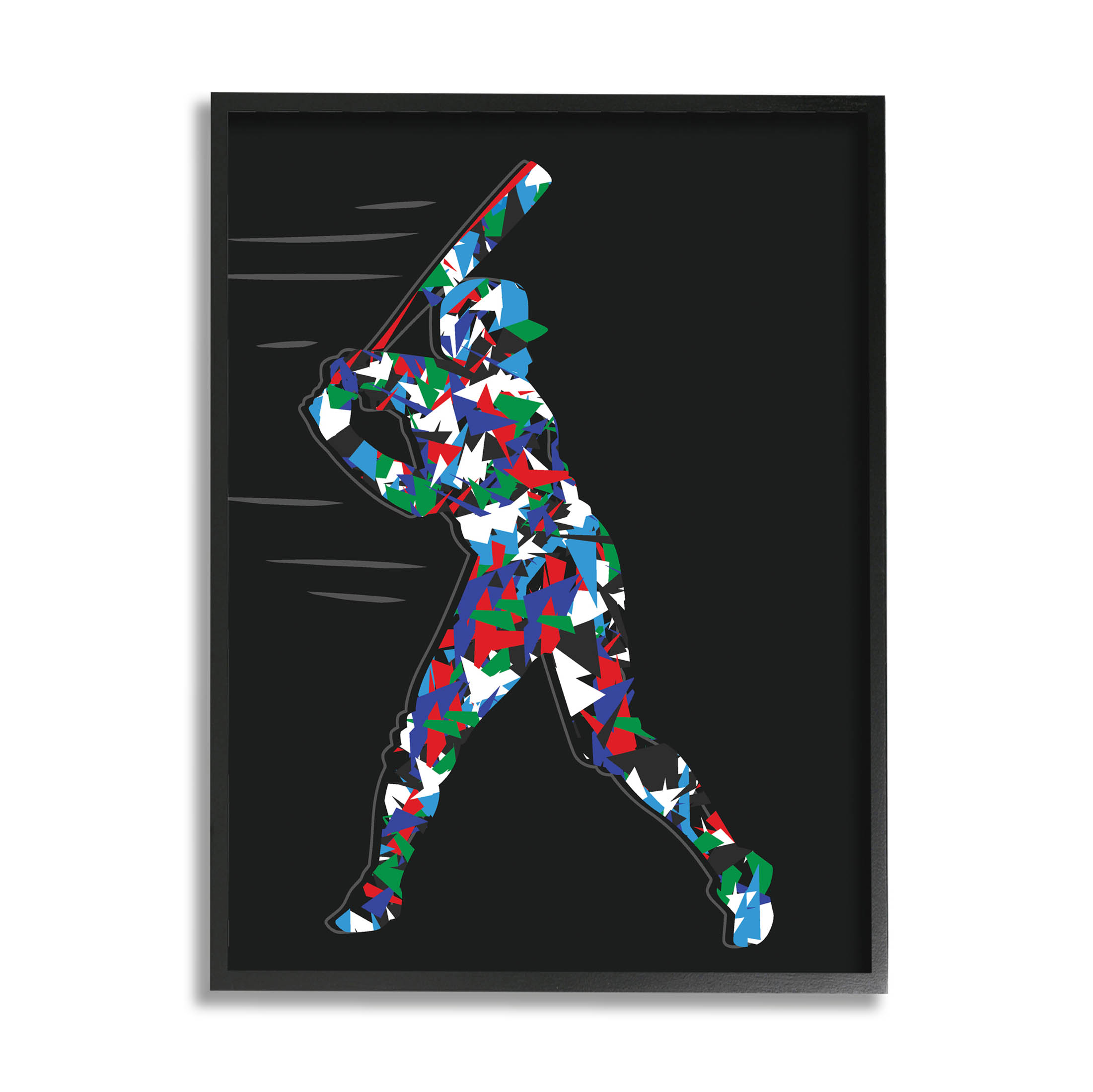 Stupell Industries Baseball Player Abstract Swing Graphic Art Black Framed Art Print Wall Art, Design by Arrolynn Weiderhold
