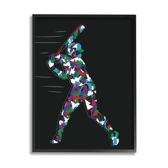 Stupell Industries Baseball Player Abstract Swing Graphic Art Black Framed Art Print Wall Art, Design by Arrolynn Weiderhold