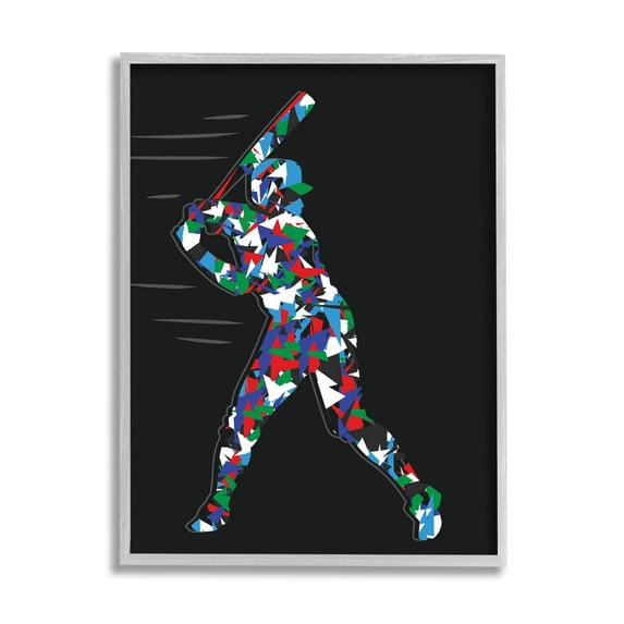 Stupell Industries Baseball Player Abstract Swing Graphic Art Gray Framed Art Print Wall Art, Design by Arrolynn Weiderhold