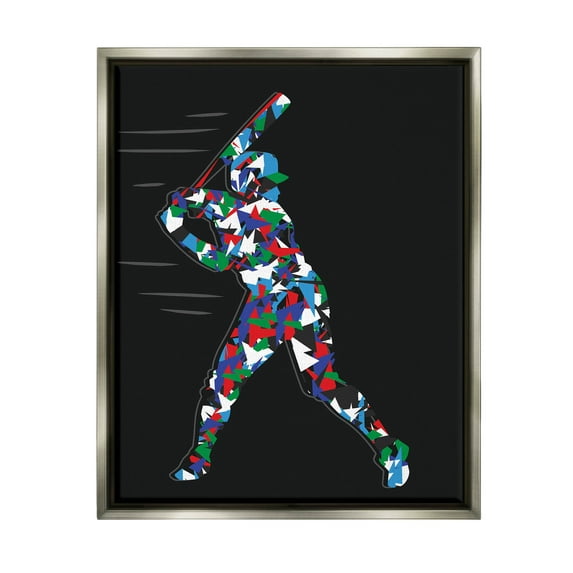 Stupell Industries Baseball Player Abstract Swing Graphic Art Luster Gray Floating Framed Canvas Print Wall Art, Design by Arrolynn Weiderhold