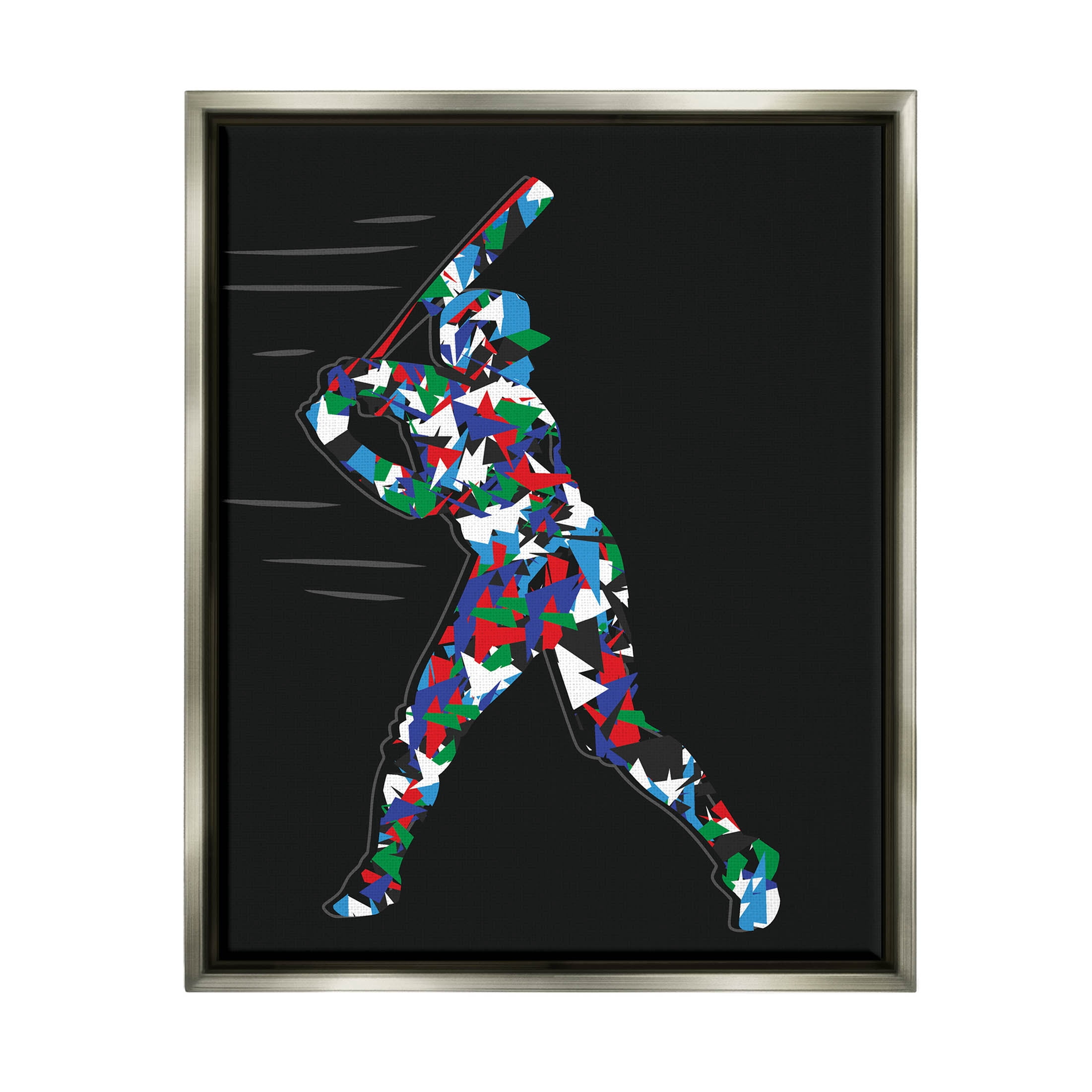 Stupell Industries Baseball Player Abstract Swing Graphic Art Luster Gray Floating Framed Canvas Print Wall Art, Design by Arrolynn Weiderhold