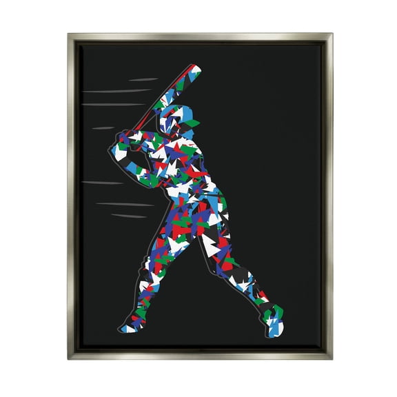 Stupell Industries Baseball Player Abstract Swing Graphic Art Luster Gray Floating Framed Canvas Print Wall Art, Design by Arrolynn Weiderhold