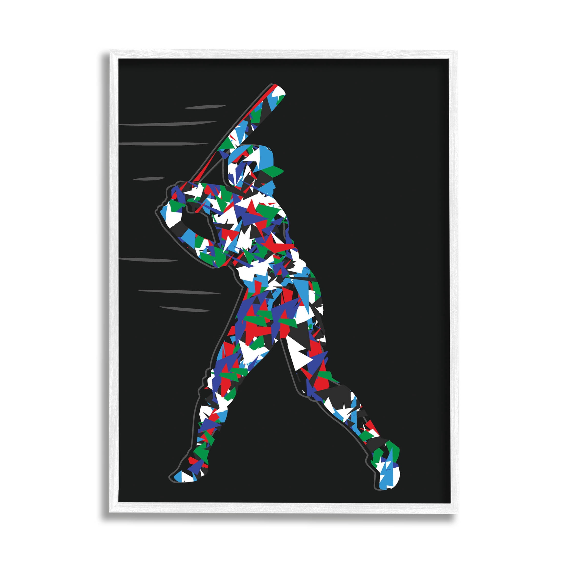 Stupell Industries Baseball Player Abstract Swing Graphic Art White Framed Art Print Wall Art, Design by Arrolynn Weiderhold
