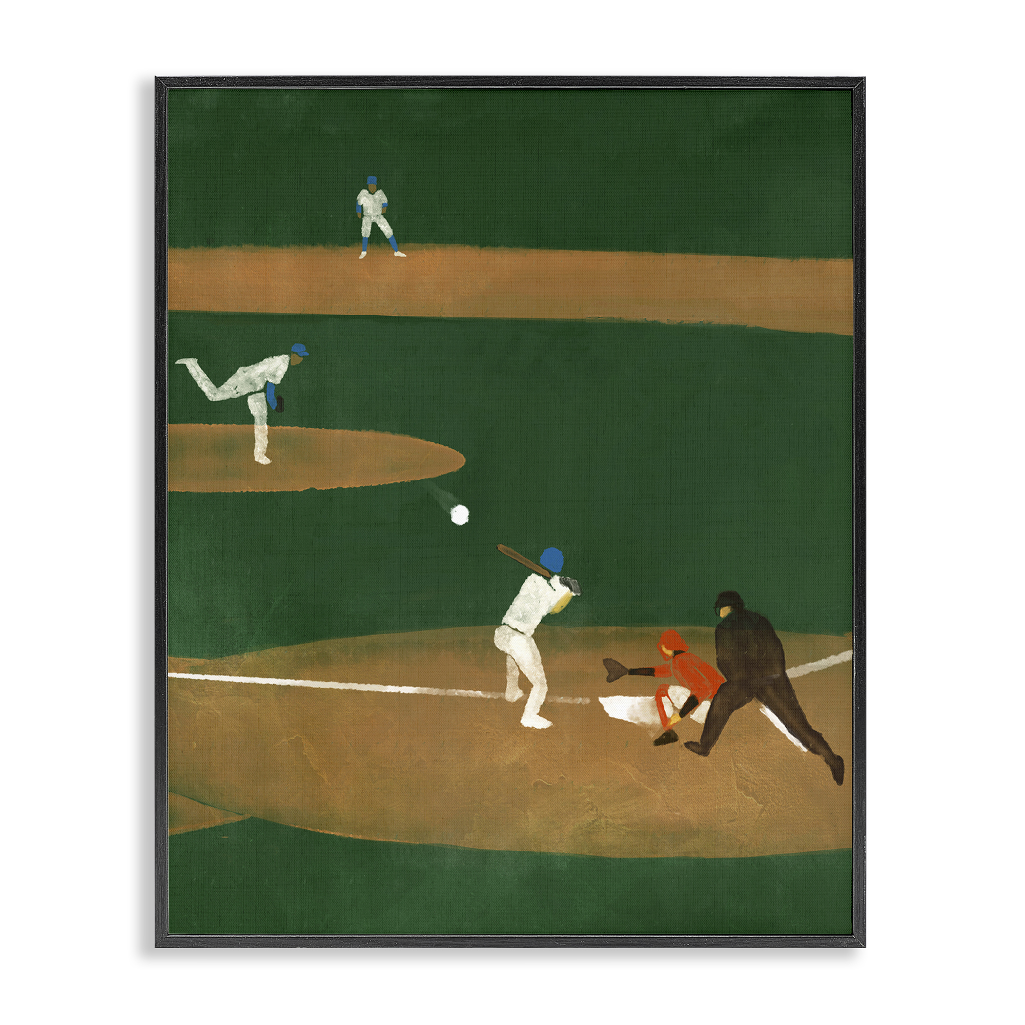Stupell Industries Baseball Players View Sports Painting Black Framed Art Print Wall Art, 24 x 30