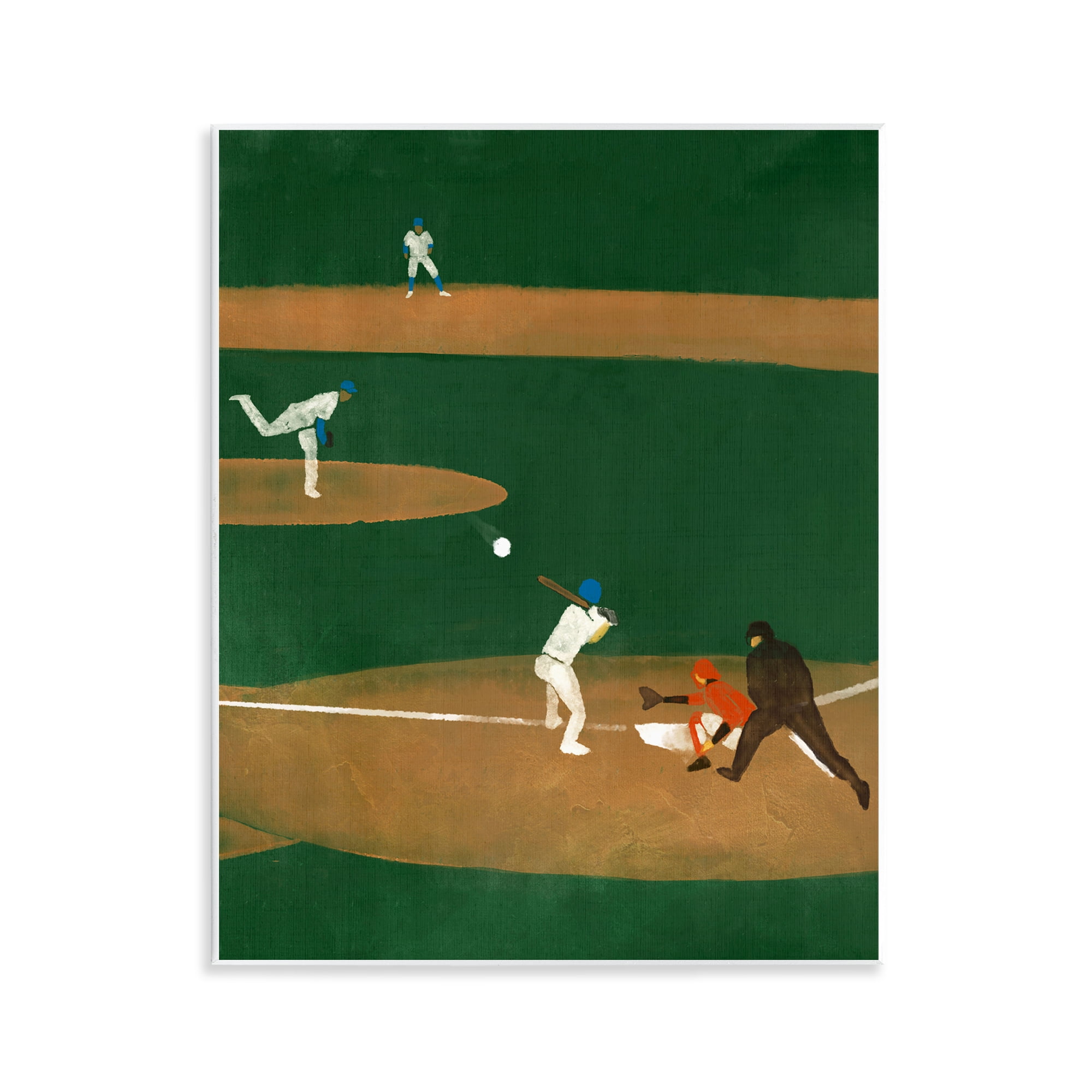 Stupell Industries Baseball Players View Sports Painting Unframed Art Print Wall Art, 11 x 14