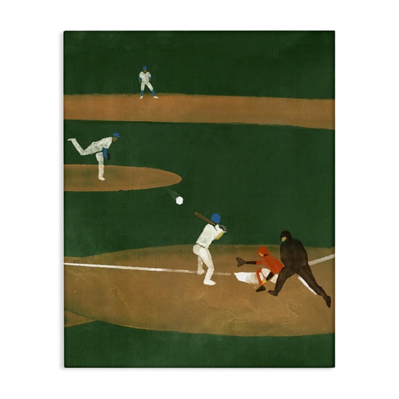 Stupell Industries Baseball Players View Sports Painting Wrapped Canvas Art Print Wall Art, 16 x 20