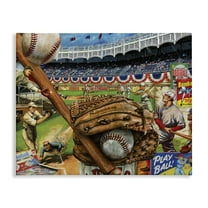 Stupell Industries Baseball Sports Collage Sports Painting Gallery Wrapped Canvas Art Print Wall Art, 20 x 16