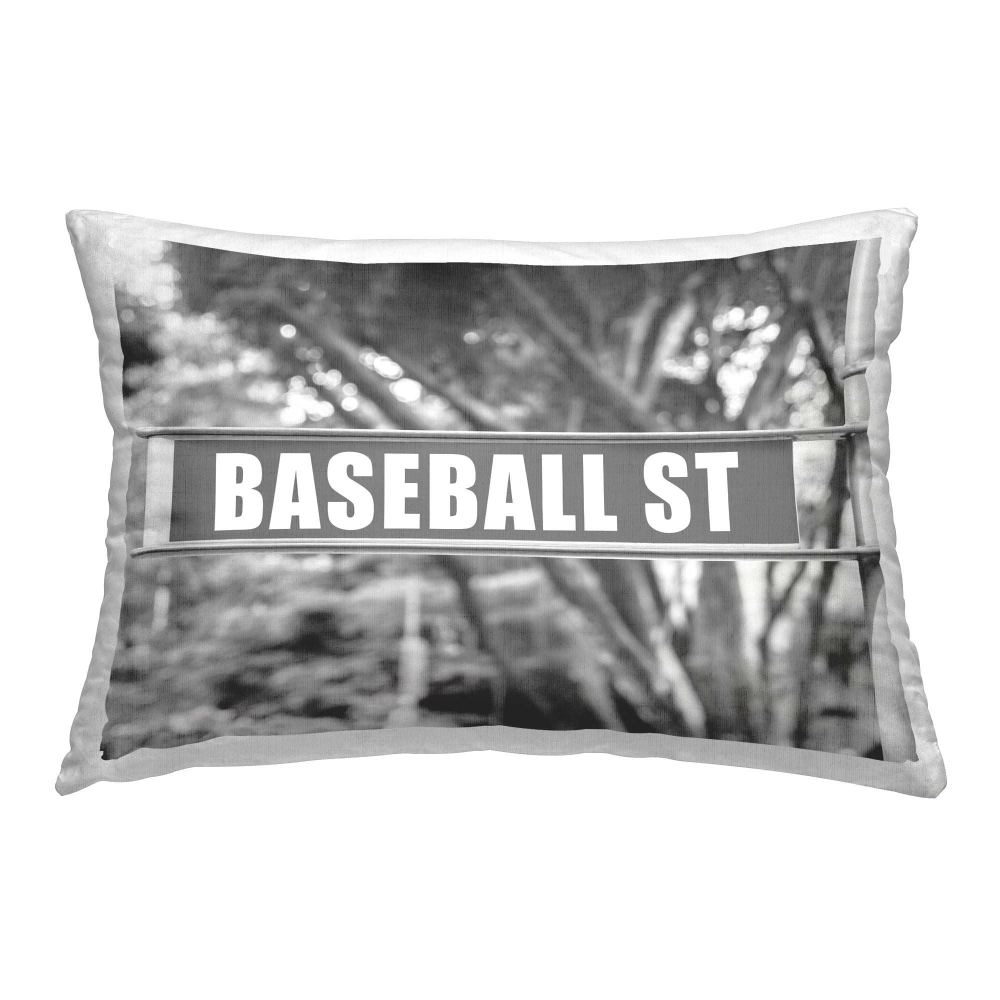Stupell Industries Baseball Street Sign Decorative Printed Throw Pillow Design by Daphne Polselli.