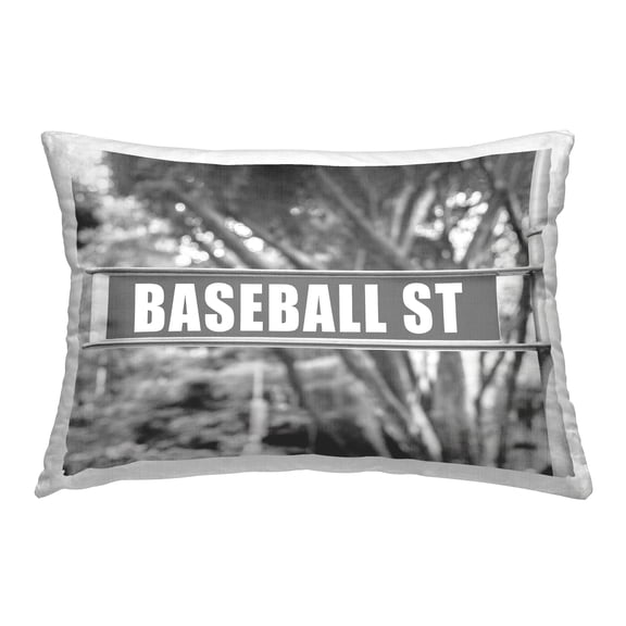 Stupell Industries Baseball Street Sign Decorative Printed Throw Pillow Design by Daphne Polselli.