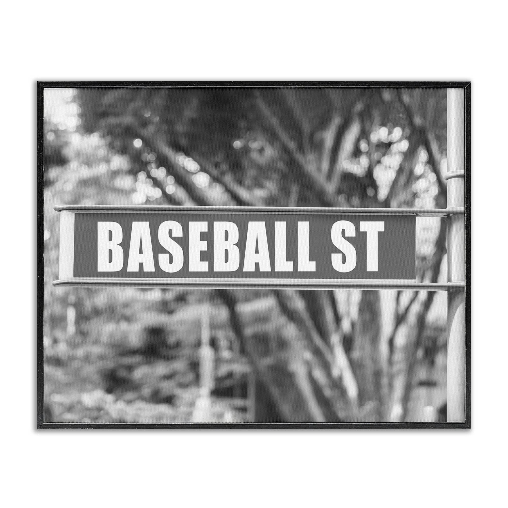 Stupell Industries Baseball Street Sign Sports Photography Black Framed Art Print Wall Art, 30 x 24