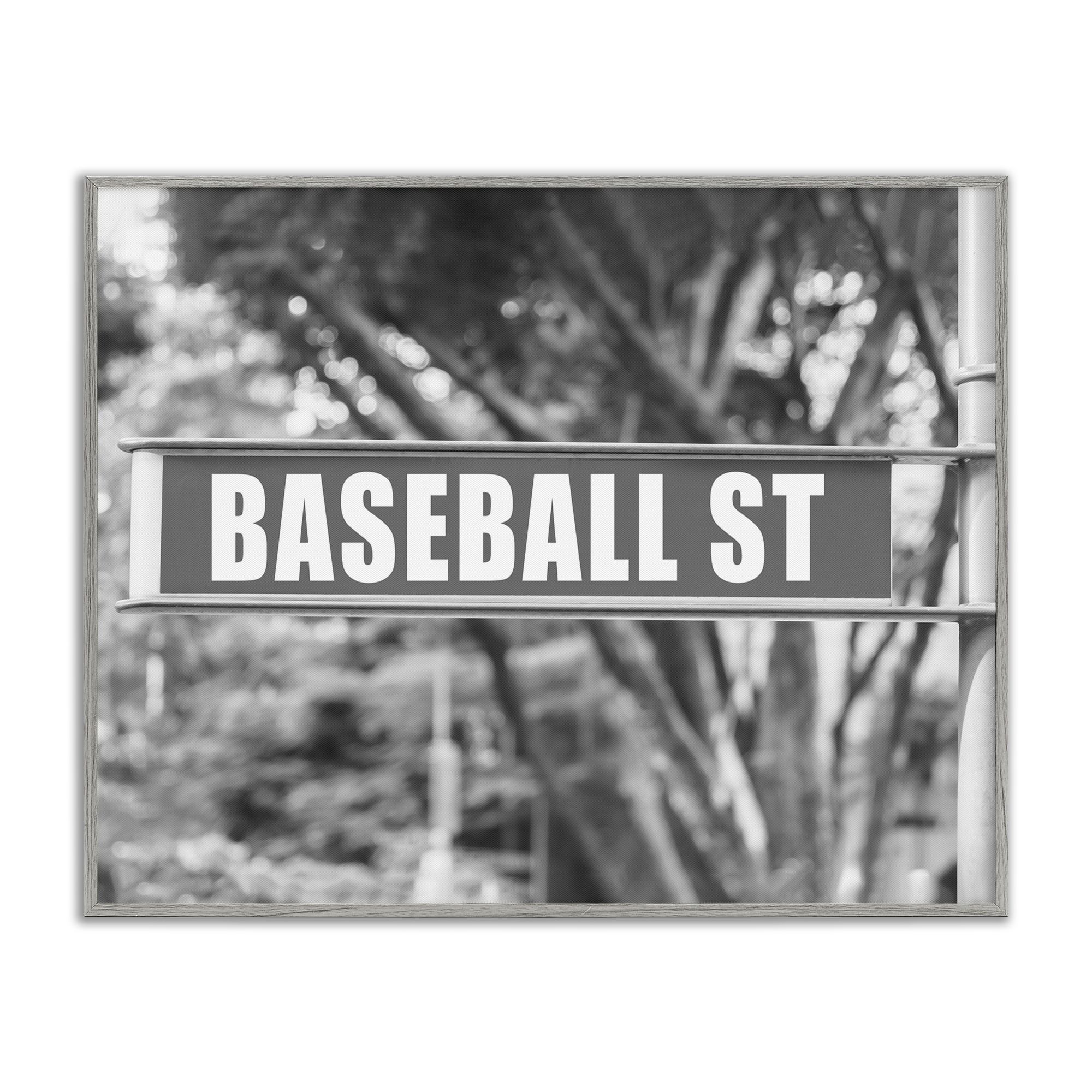 Stupell Industries Baseball Street Sign Sports Photography Gray Framed Art Print Wall Art, 14 x 11