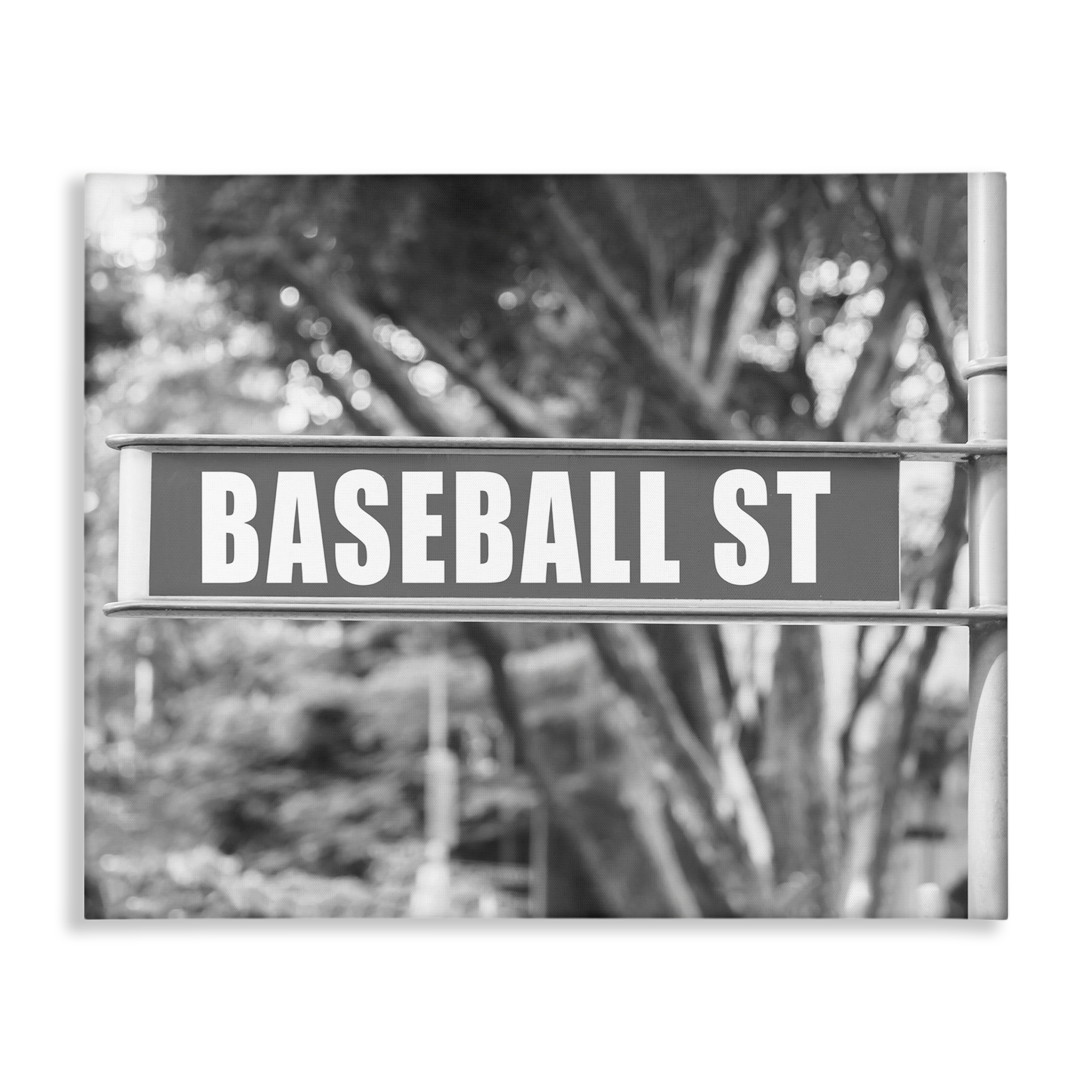 Stupell Industries Baseball Street Sign Sports Photography Wrapped Canvas Art Print Wall Art, 48 x 36