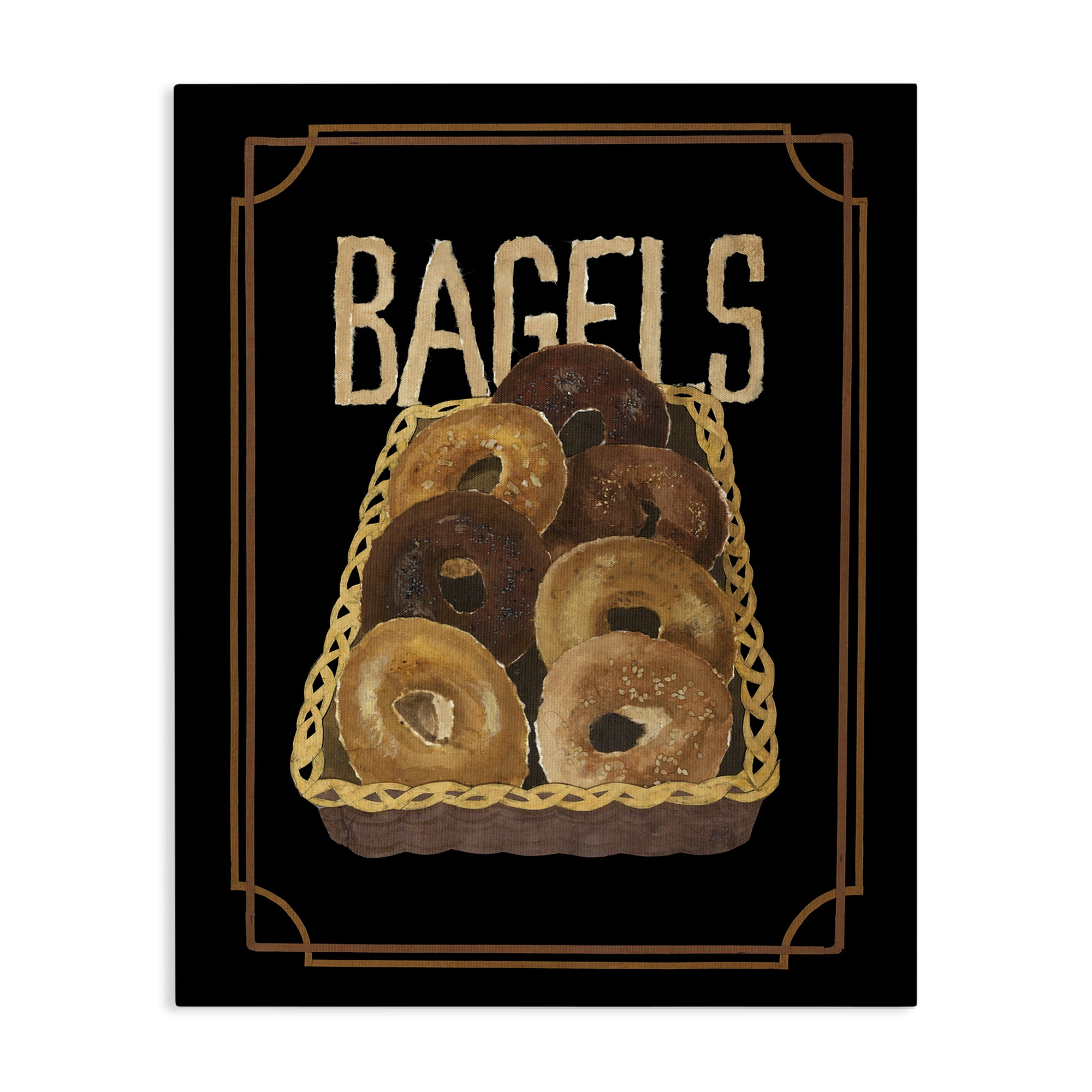 Stupell Industries Basket Of Bagels Food & Beverage Painting Gallery Wrapped Canvas Art Print Wall Art, 36 x 48