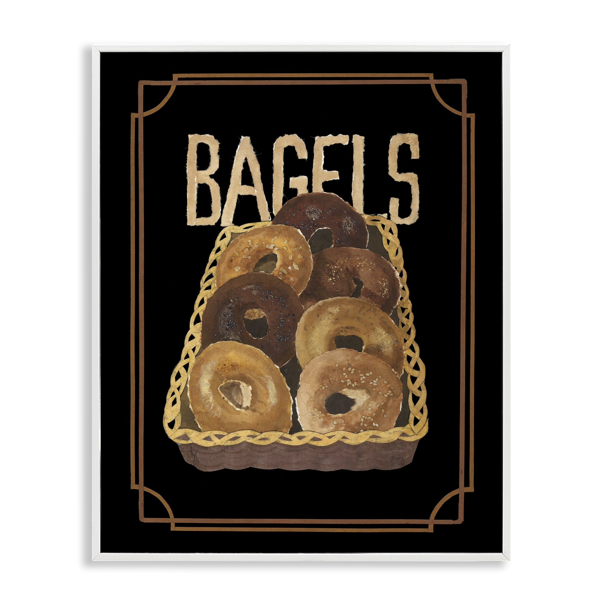 Stupell Industries Basket Of Bagels Food & Beverage Painting White Framed Art Print Wall Art, 16 x 20