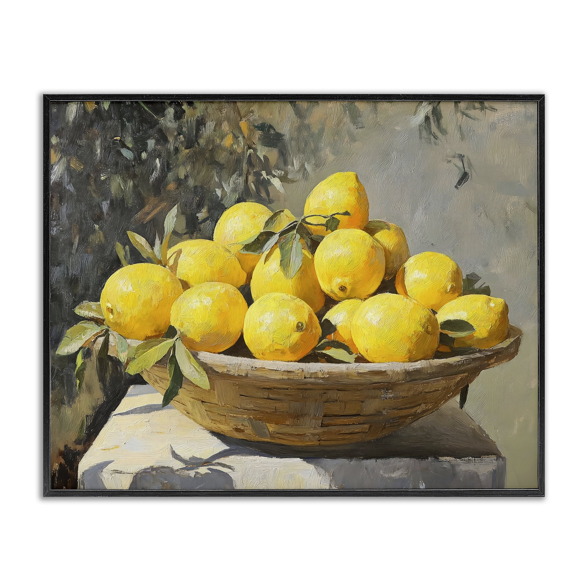 Stupell Industries Basket of Lemons in Sunlight Black Framed Giclee Art, design by Creative Studio