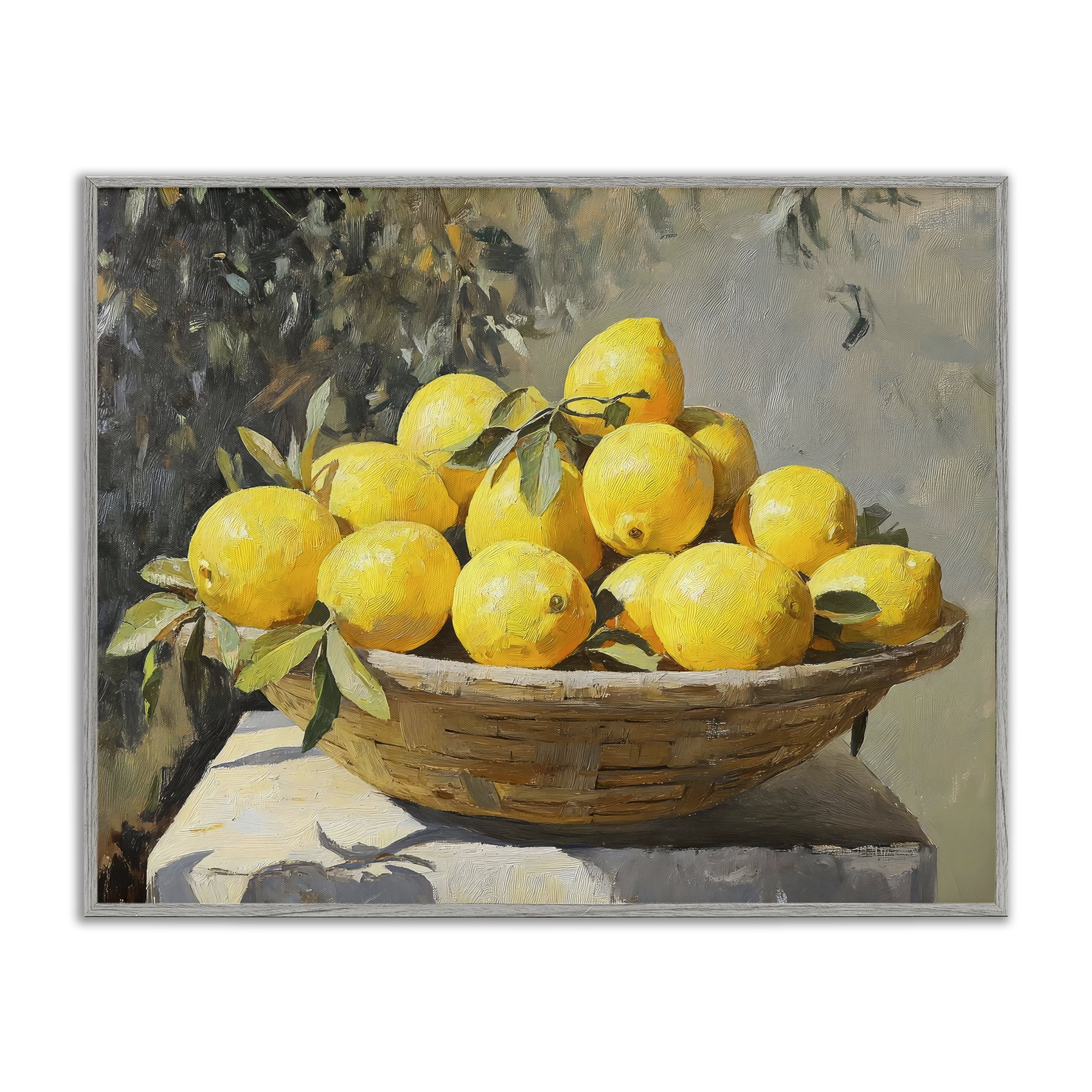 Stupell Industries Basket of Lemons in Sunlight Gray Framed Giclee Art, design by Creative Studio