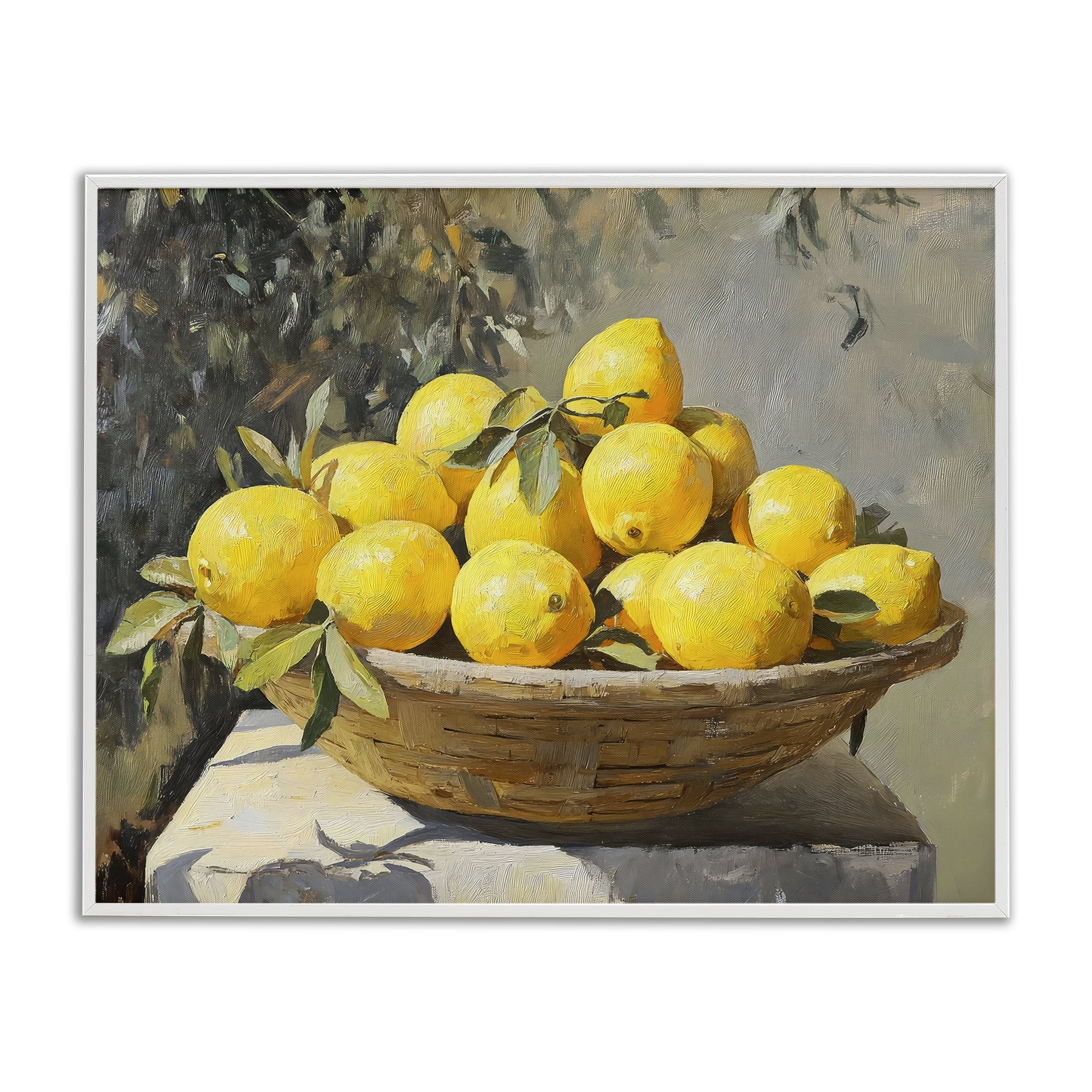 Stupell Industries Basket of Lemons in Sunlight White Framed Giclee Art, design by Creative Studio