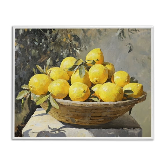 Stupell Industries Transitional Basket of Lemons in Sunlight White Framed Giclee Art, 14 x 11, by Creative Studio