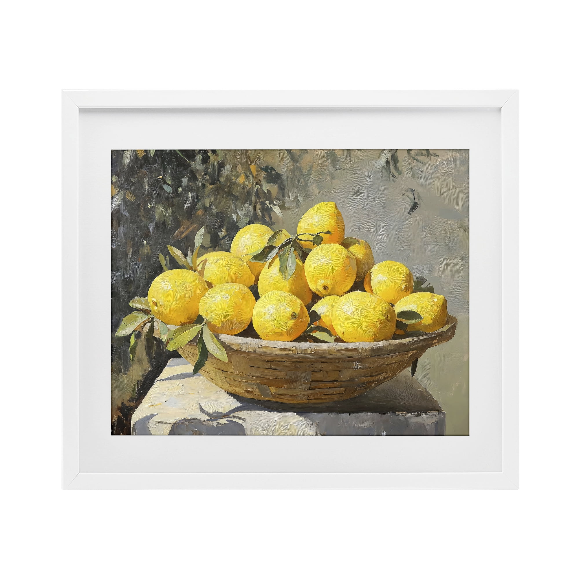 Stupell Industries Basket of Lemons in Sunlight White Framed Print Under Glass, design by Creative Studio