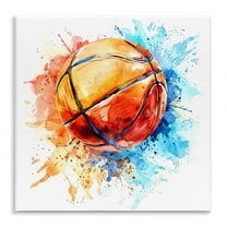 Stupell Industries Basketball Chromatic Splash Sports Painting Unframed Art Print Wall Art, 12 x 12