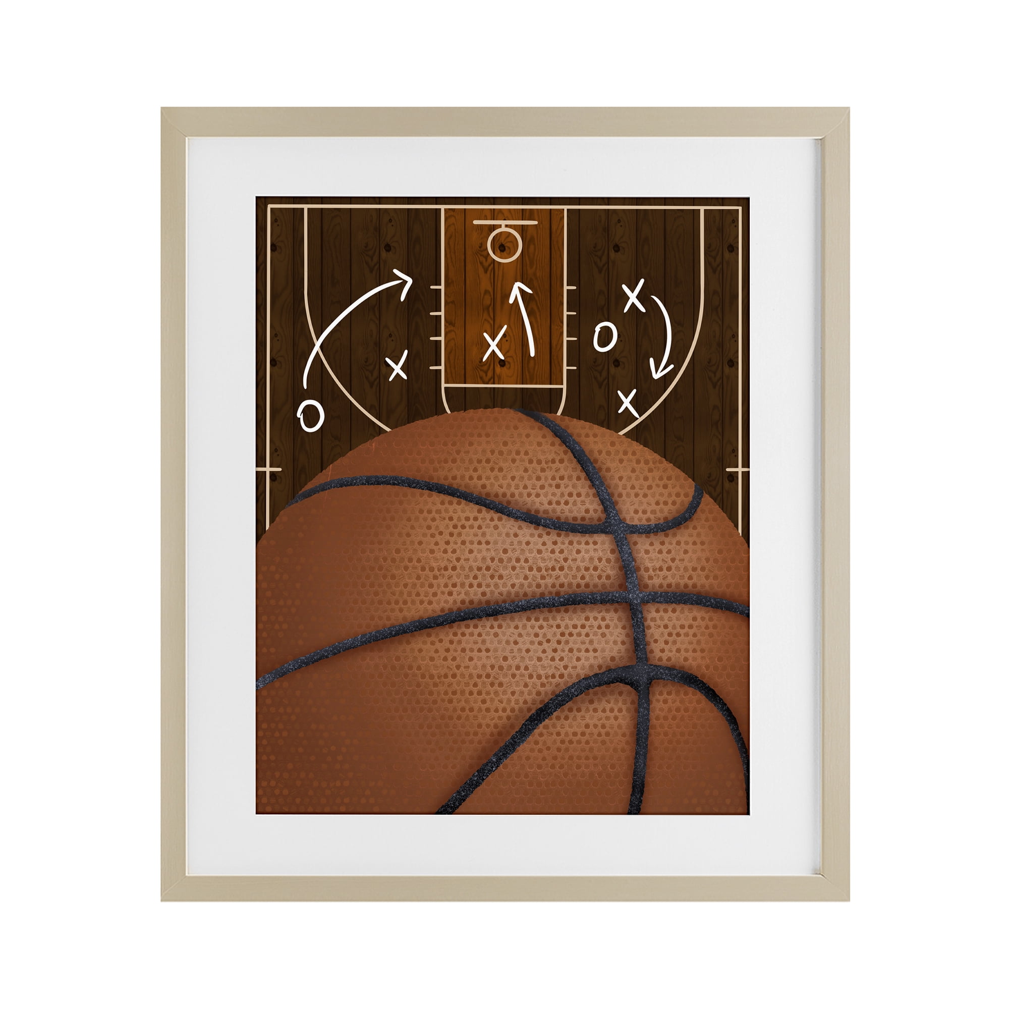 Stupell Industries Basketball Court Tactics Birch Framed Print Under Glass, design by Jennifer Stith
