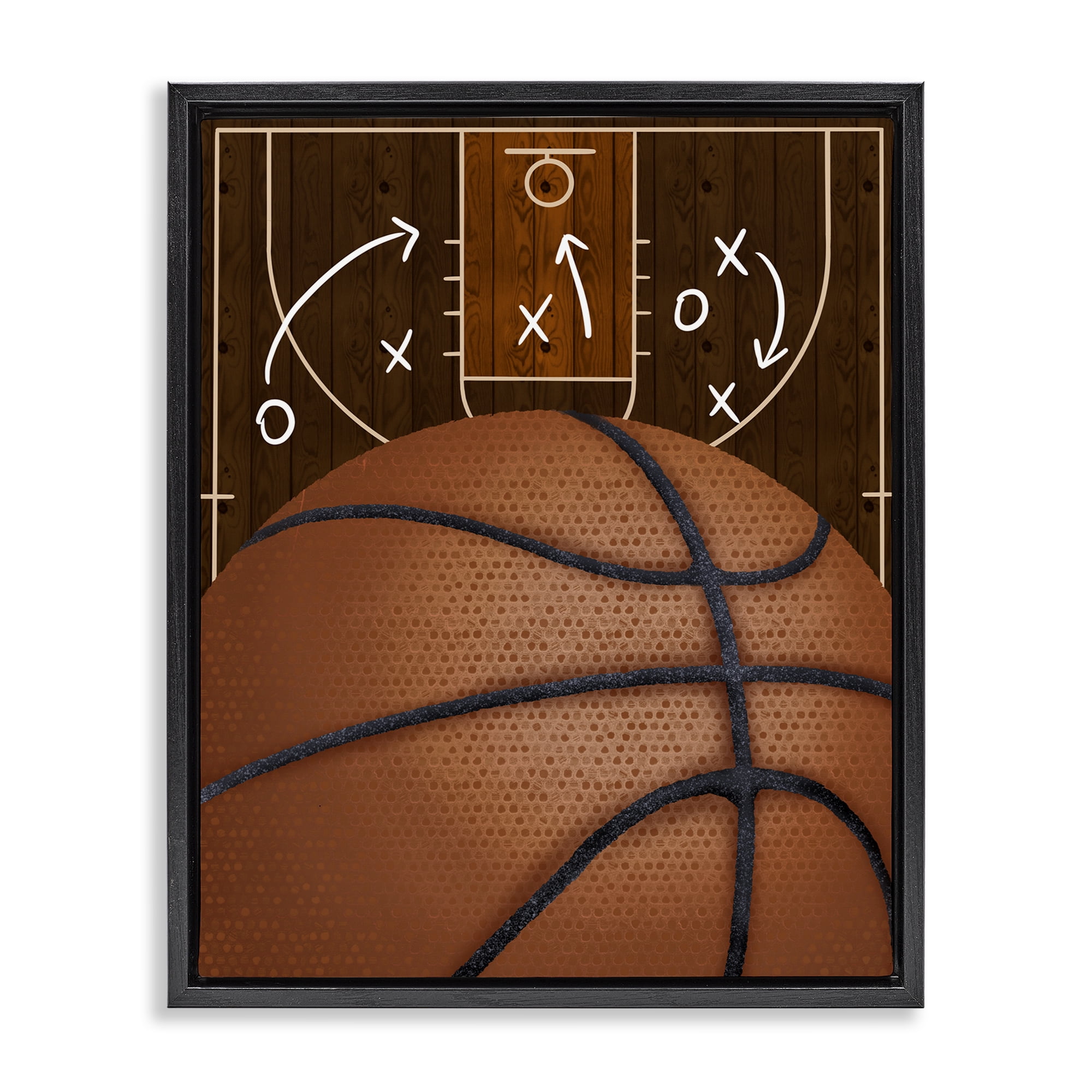 Stupell Industries Basketball Court Tactics Black Framed Floater Canvas Wall Art, design by Jennifer Stith