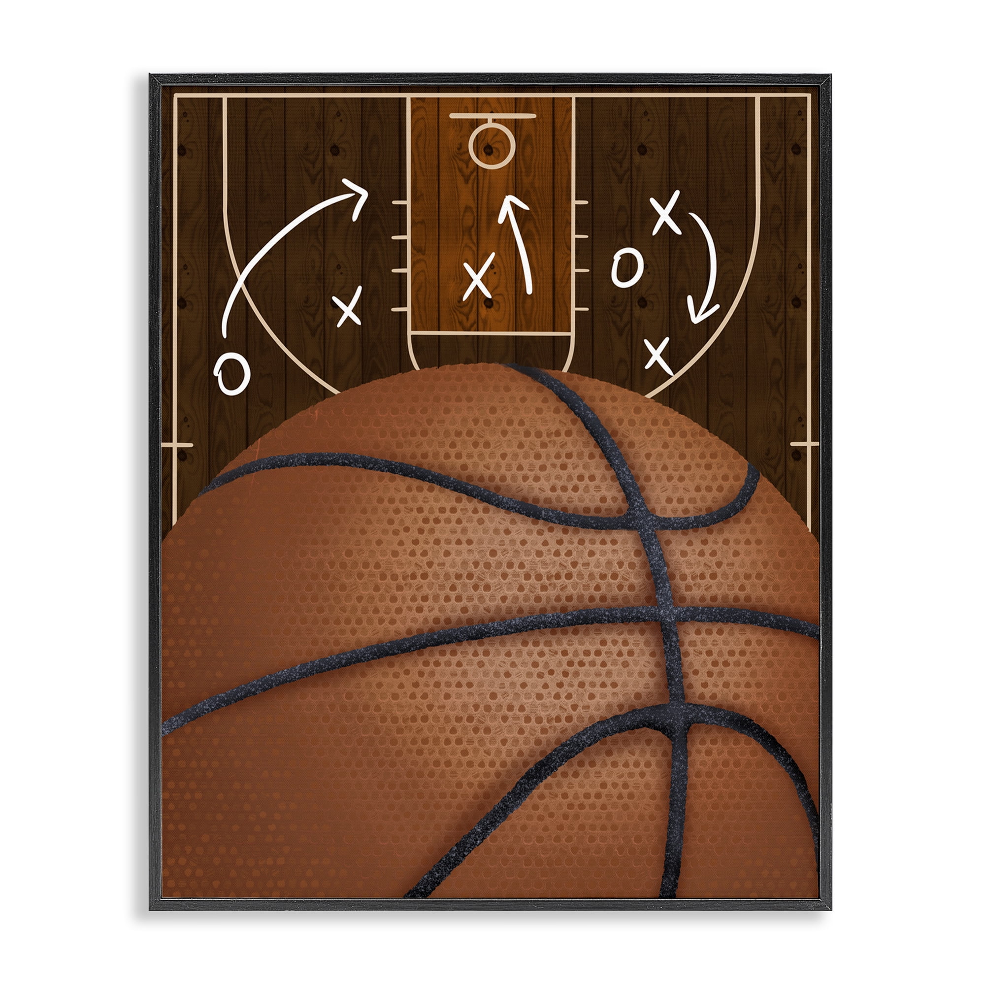 Stupell Industries Basketball Court Tactics Black Framed Giclee Art, design by Jennifer Stith