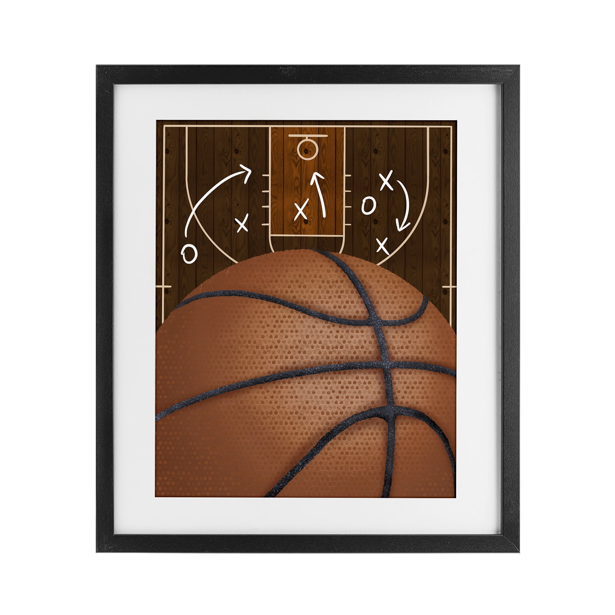 Stupell Industries Basketball Court Tactics Black Framed Print Under Glass, design by Jennifer Stith