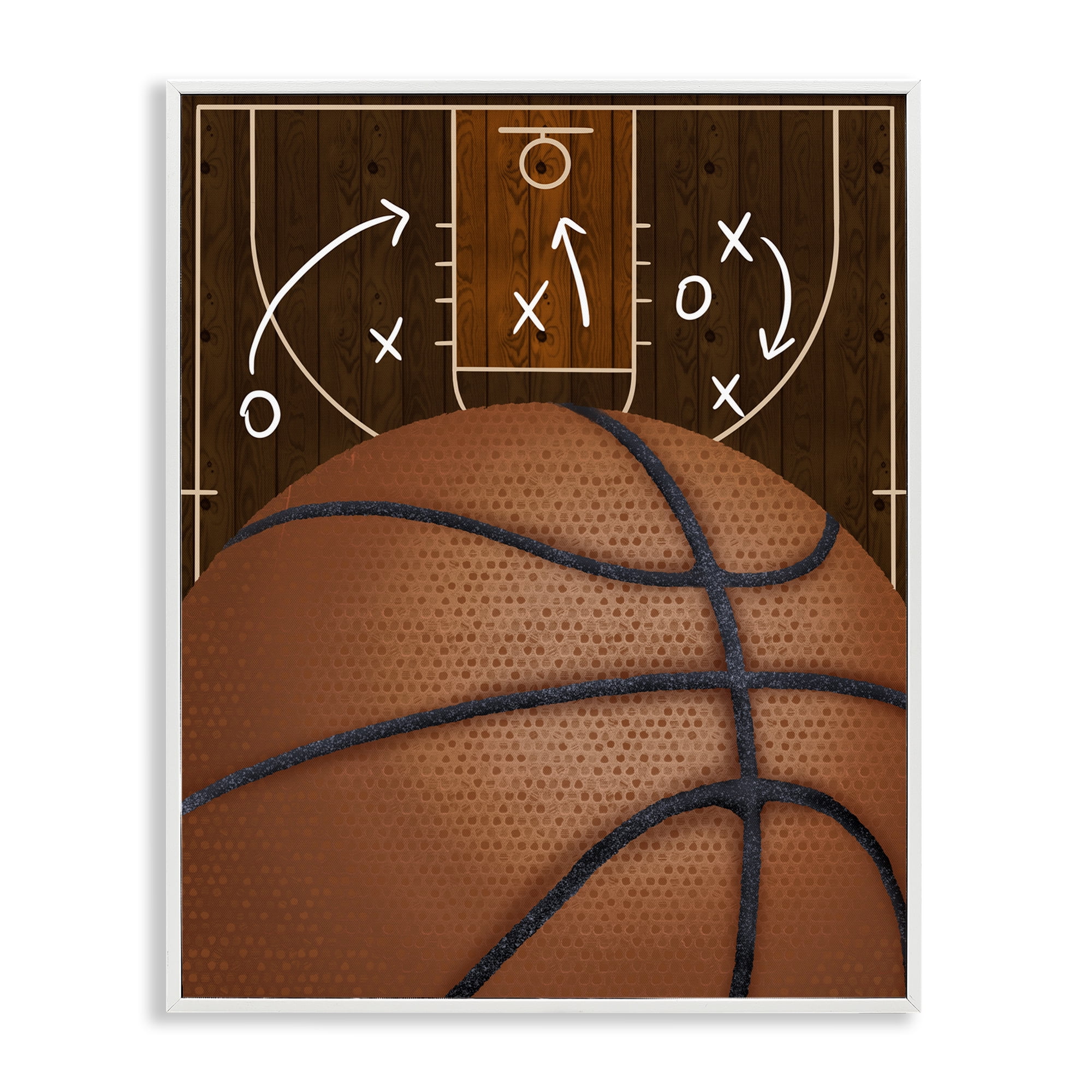 Stupell Industries Basketball Court Tactics White Framed Giclee Art, design by Jennifer Stith