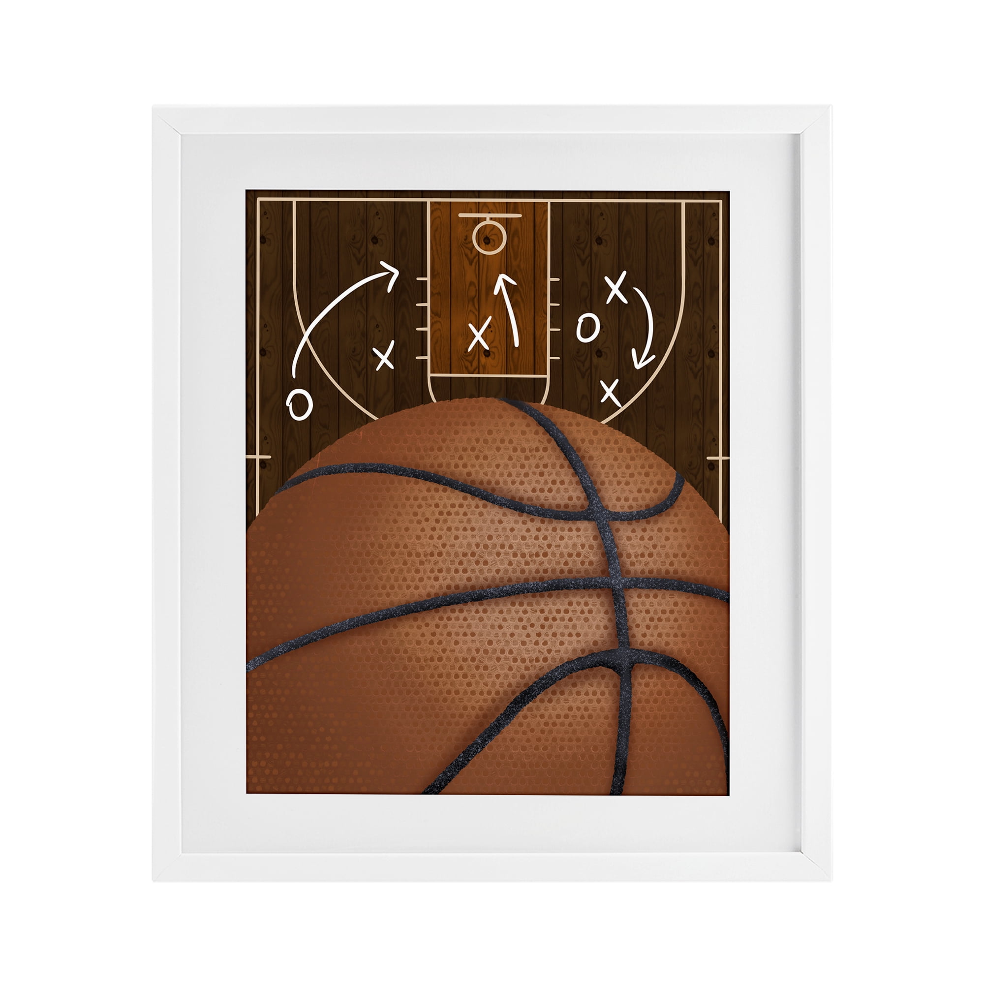 Stupell Industries Basketball Court Tactics White Framed Print Under Glass, design by Jennifer Stith