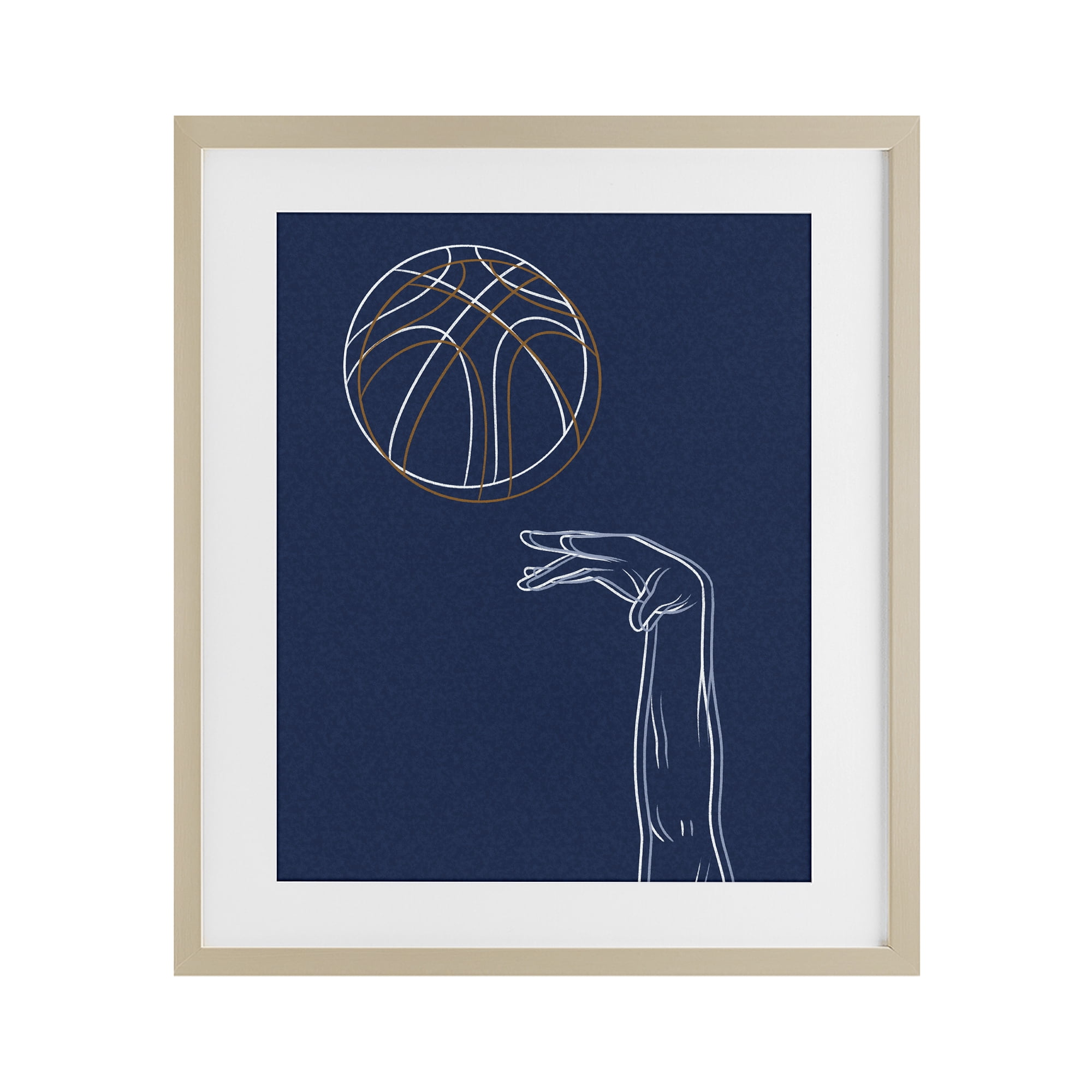 Stupell Industries Basketball Lines Contour Birch Framed Print Under Glass, design by Marcus Prime
