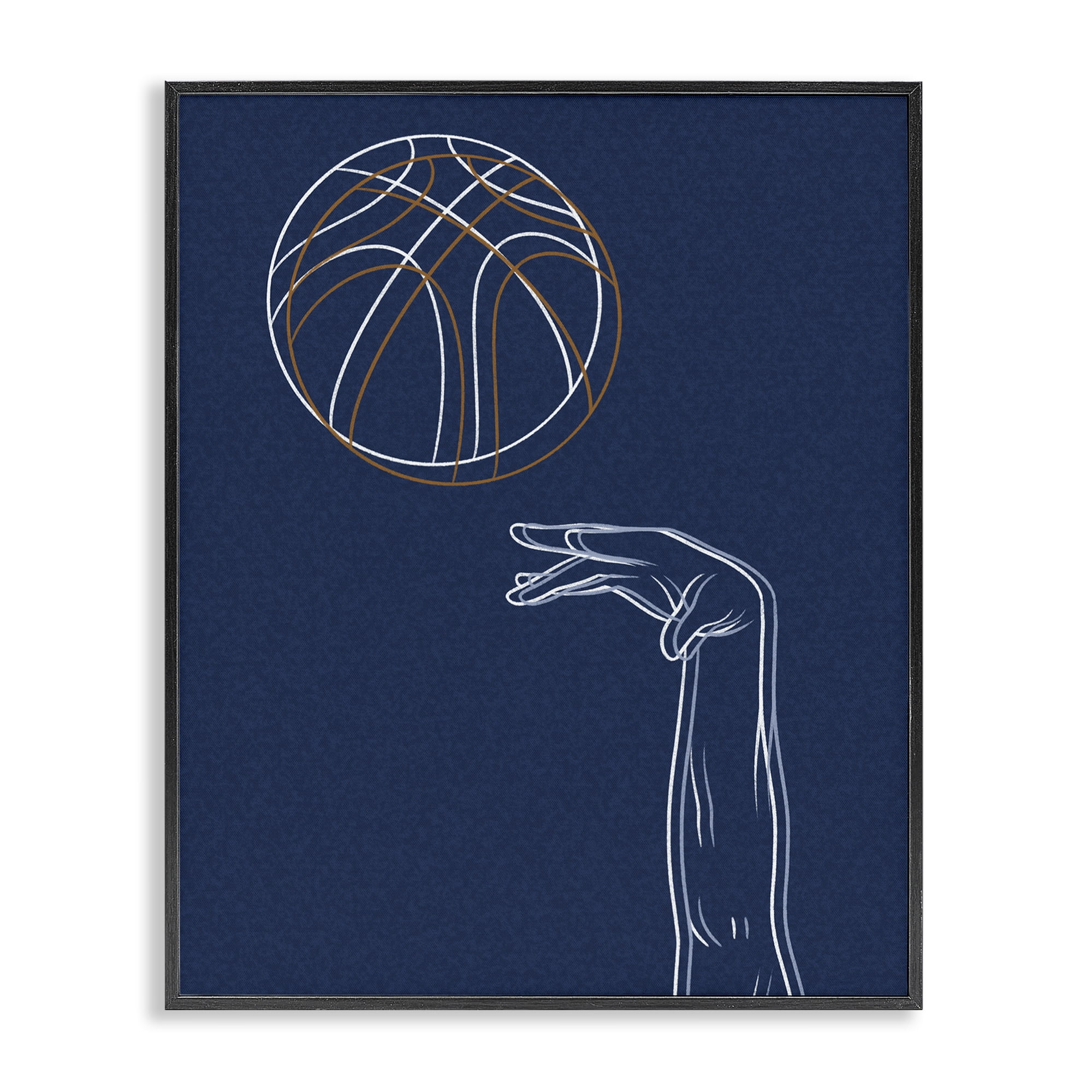 Stupell Industries Basketball Lines Contour Black Framed Giclee Art, design by Marcus Prime
