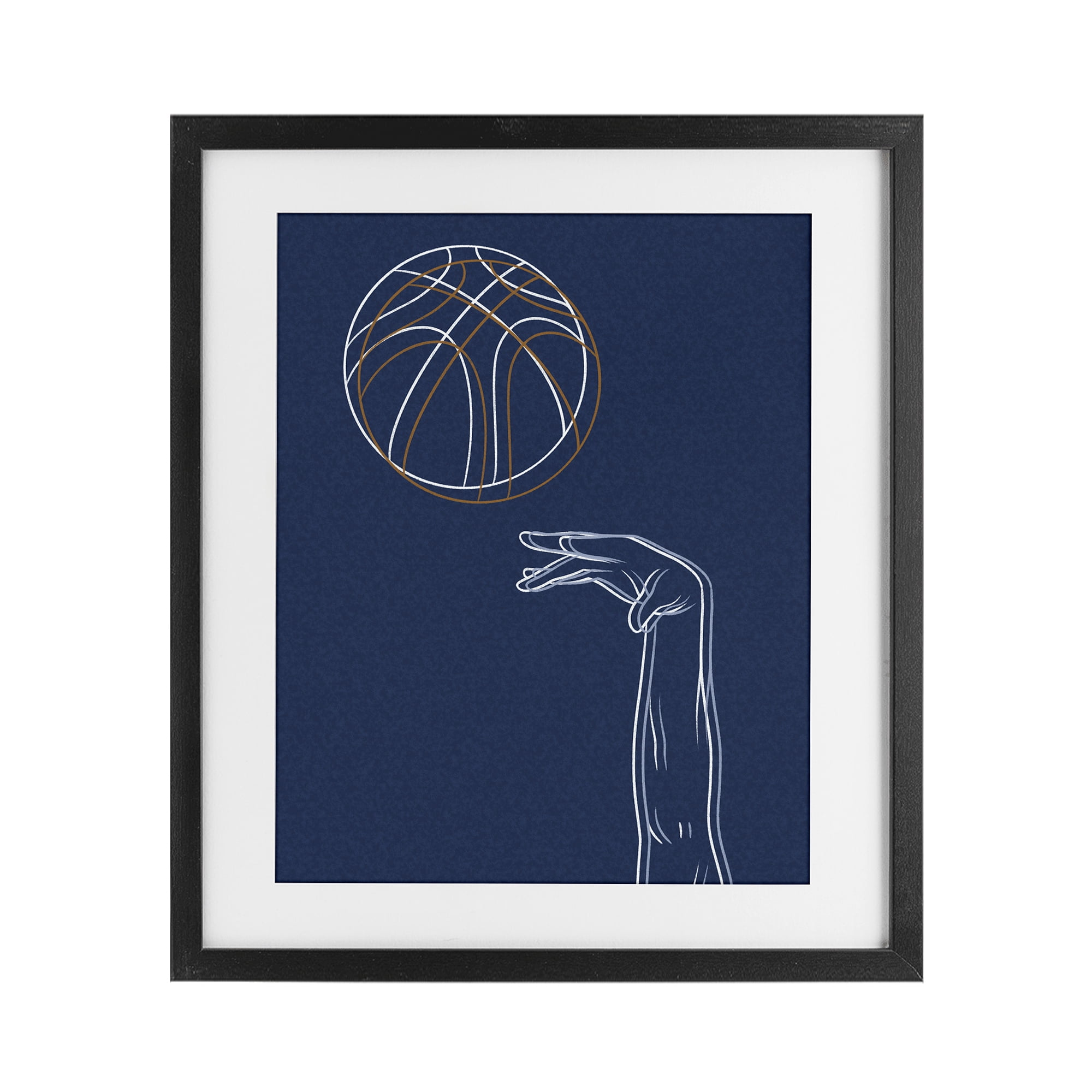 Stupell Industries Basketball Lines Contour Black Framed Print Under Glass, design by Marcus Prime