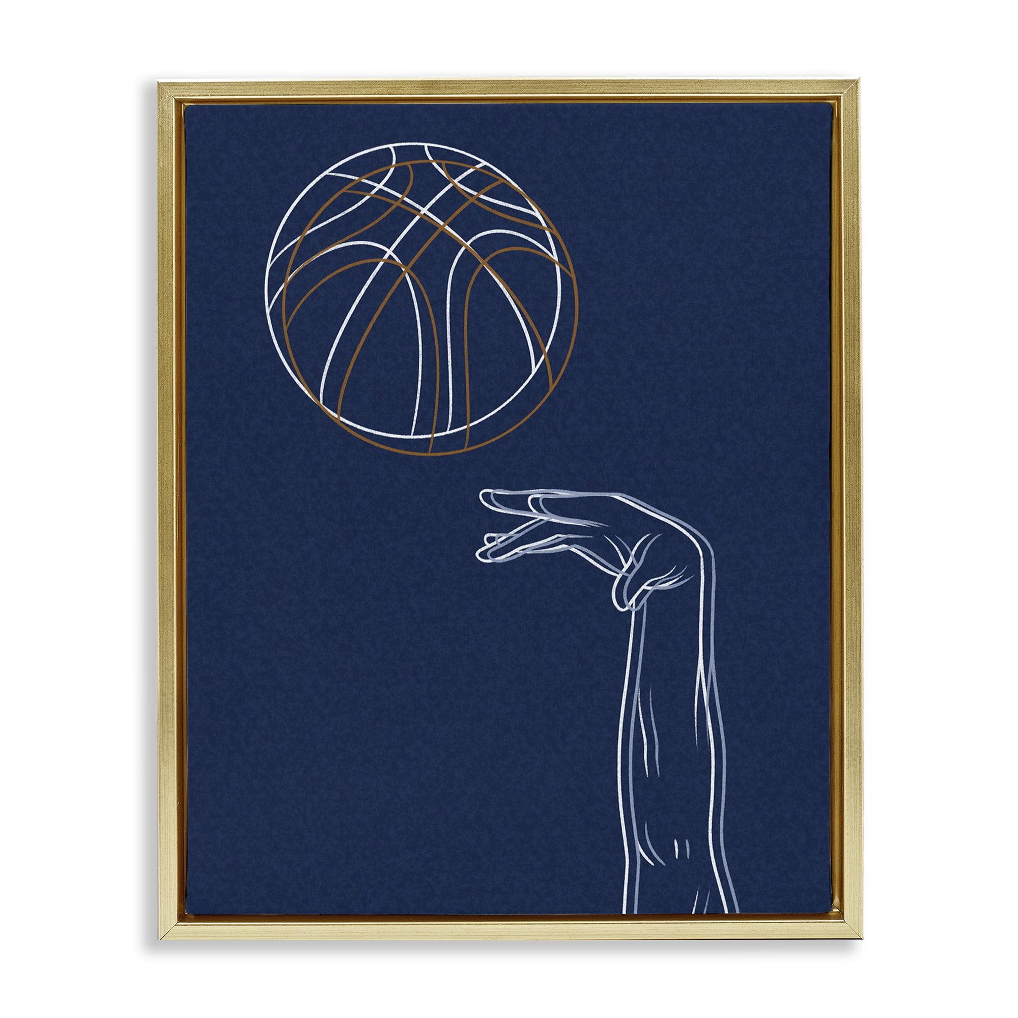 Stupell Industries Basketball Lines Contour Gold Framed Floater Canvas Wall Art, design by Marcus Prime