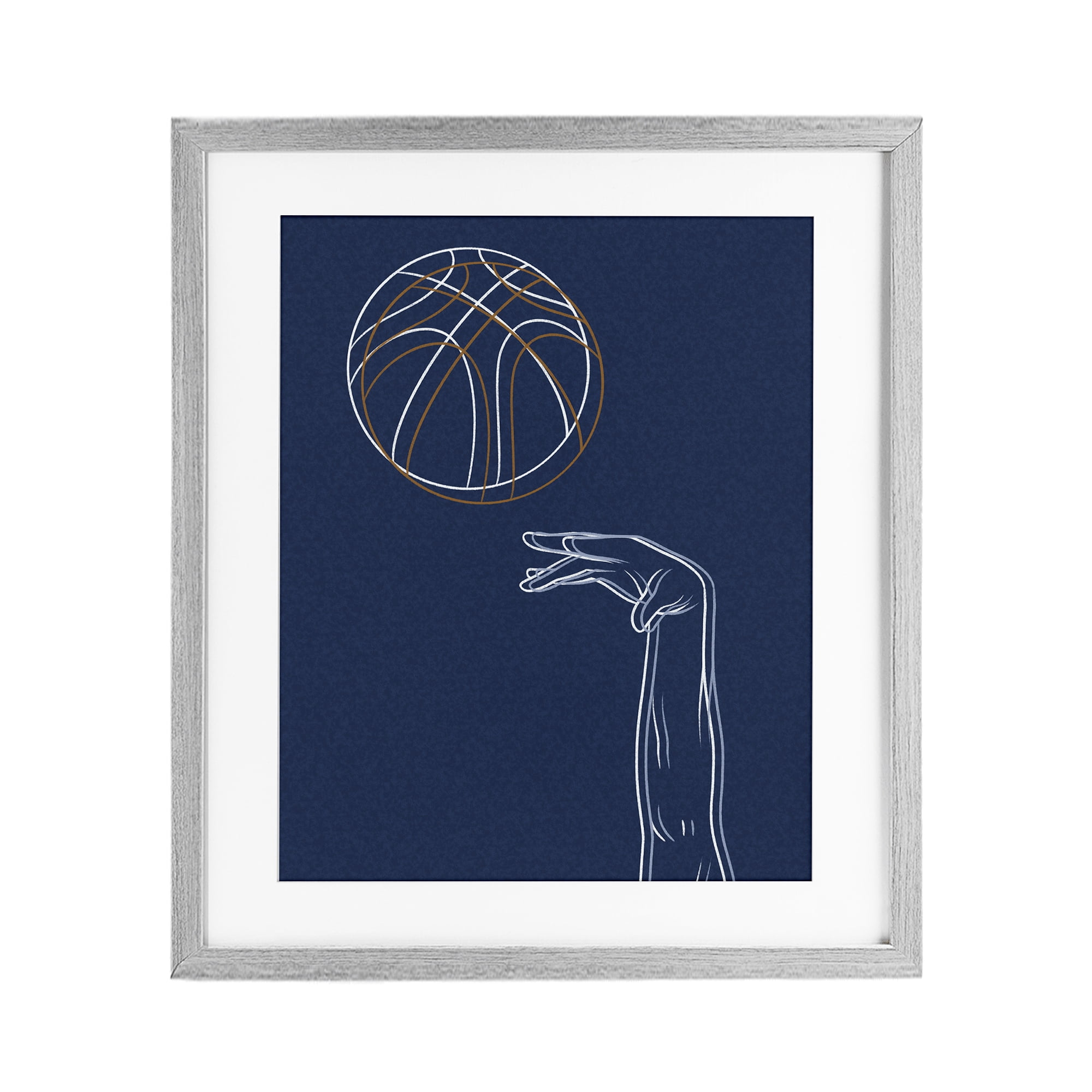 Stupell Industries Basketball Lines Contour Gray Framed Print Under Glass, design by Marcus Prime